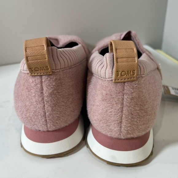 NWT Brand New Size 11 Toms Blush Ballet Pink Felt Flats Slip-On Shoes - Picture 9 of 13